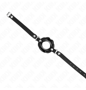 Adjustable lip gag with black leather strap, 39-58 cm – image 3