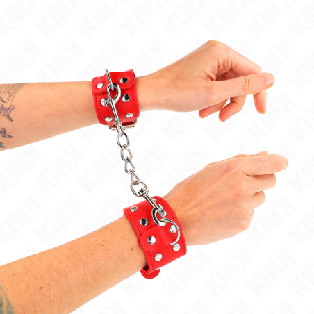 Verstellbare doppelte Handgelenkmanschetten für Bondage – rot