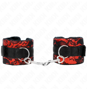 Kurze Handgelenkfesseln aus Samtspitze mit rot-schwarzem Nylonband – KINK 23 x 6,5 cm – Bild 2