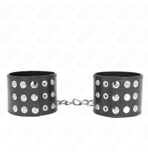 Adjustable black wrist cuffs with press-stud closure 19-24 cm – image 2