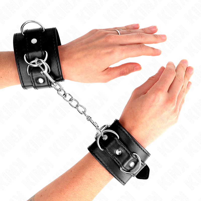 Bracelets de poignet noirs réglables avec 3 anneaux en D 17,5-25 cm – photo 1