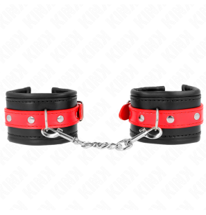 Adjustable black wrist cuffs with red strap 17-28 cm – image 2