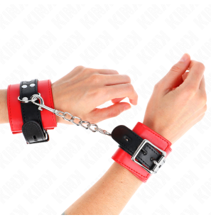 Adjustable Red Wrist Cuffs with Black Strap 17-28 cm – image 1