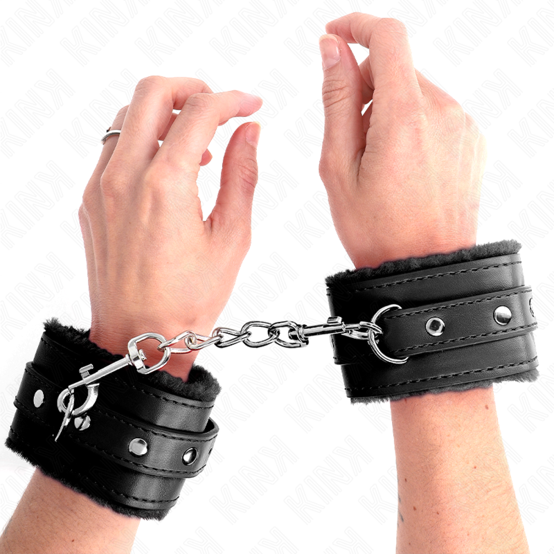 KINK gepolsterte Handgelenkfesseln mit verstellbarem schwarzem Band 17-29 cm – Bild 1
