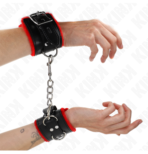 Bracelets de poignet rembourrés réglables avec détails carrés rouges – photo 1