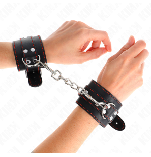 Adjustable black wrist cuffs with red details 20-28 cm – image 1
