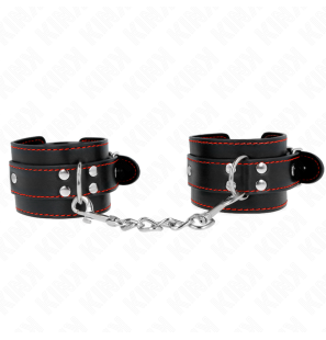 Adjustable black wrist cuffs with red details 20-28 cm – image 2