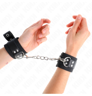 Adjustable Black Nylon Wrist Cuffs with Leather Strap for BDSM – image 1