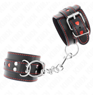 Bracelets de poignet noirs réglables avec cœur rouge KINK 21-28 cm – photo 3