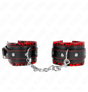Menottes de poignets réglables rouges et noires avec doublure douce 17-29 cm – photo 2
