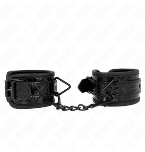 Adjustable black wrist cuffs with diamond pattern 17-26 cm – image 2