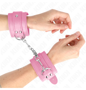 Adjustable pink bondage wrist cuffs 20-23 cm – image 1