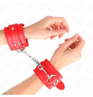 Adjustable red wrist cuffs for adults 20-23 cm – image 1