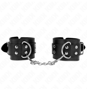 Adjustable Black Wrist Cuffs with Double Studs 19-26 cm – image 2