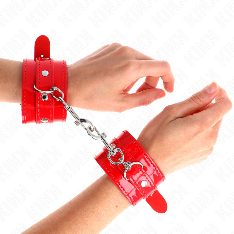 KINK Adjustable Red Studded Wrist Cuffs 23-33 cm – image 1