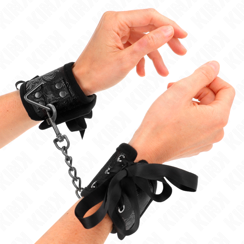 Zwarte polsbandjes met strikdetail KINK Scandal Design 24,5 cm – foto 1