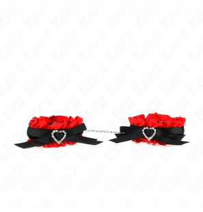 Adjustable lace wrist cuffs with red heart detail 22-35 cm – image 2