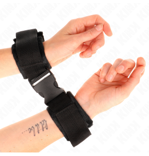 Bracelets de poignet réglables en nylon noir 25-35 cm – photo 1