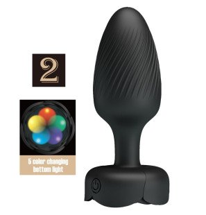 Pretty Love vibrating anal plug with LED light, black 10,8 cm – image 1