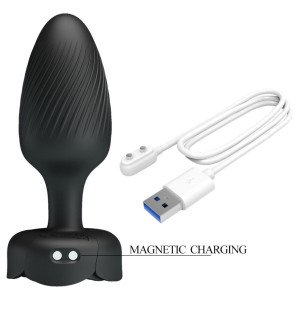 Pretty Love vibrating anal plug with LED light, black 10,8 cm – image 7
