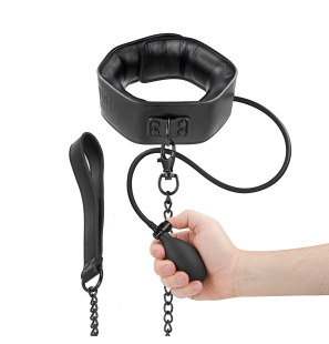 Inflatable bondage collar with chain – image 1