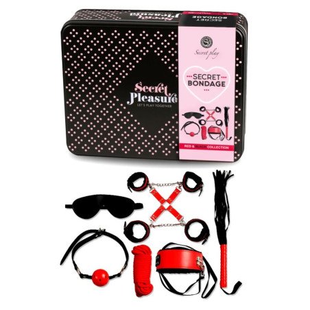 SECRETPLAY BDSM-Set mit 6 Teilen in Rot für spielerisches Bondage