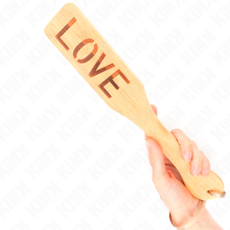 Bambuspaddel für Erwachsene mit dem Wort Liebe, 32 x 5,5 cm