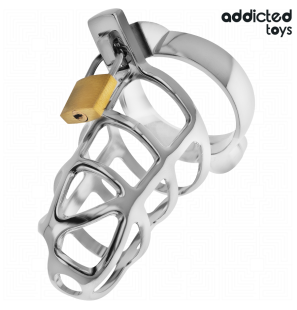 ADDICTED TOYS LOCKED metalen peniskooi maat M met zilverkleurig slot – foto 2