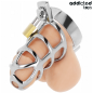 ADDICTED TOYS LOCKED metalowa klatka na penisa, rozmiar M, ze srebrnym zamkiem – zdjęcie 3