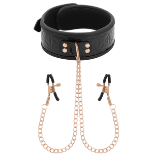 BEGME Black Edition collar with chain and neoprene-lined nipple clamps – image 1