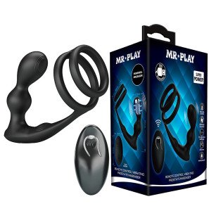 MR PLAY vibrating anal plug with penis ring and remote control – image 2