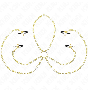 Adjustable nipple and clitoral clamps with 4 hooks, gold – image 1
