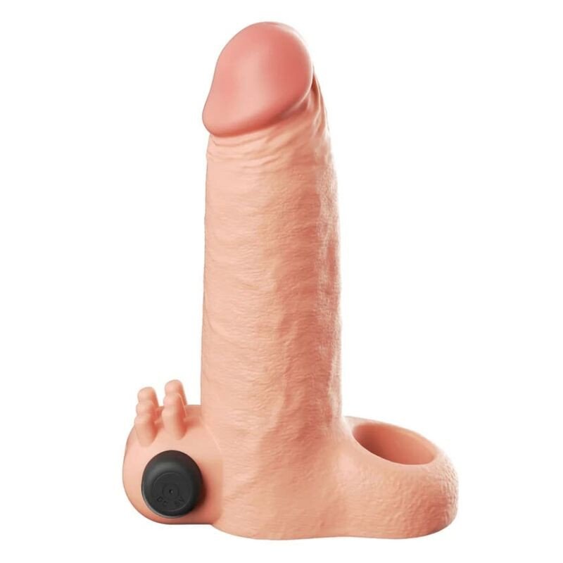 Wibrująca przedłużka na penisa z miękkiego materiału, pętlą i dodatkową długością 5 cm – zdjęcie 1
