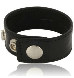 Adjustable black leather penis strap for adults – image 1