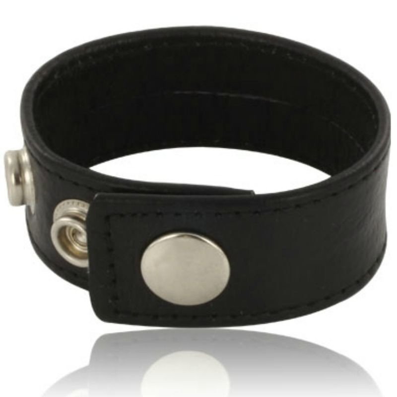 Adjustable black leather penis strap for adults – image 1