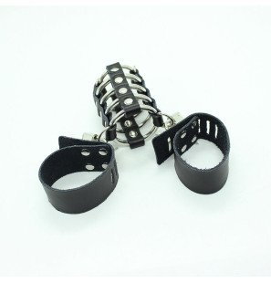 OHMAMA FETISH cage pénienne avec anneaux métalliques et lanières en cuir – photo 4