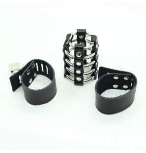 OHMAMA FETISH Peniskäfig mit Metallringen und Lederbändern – Bild 5