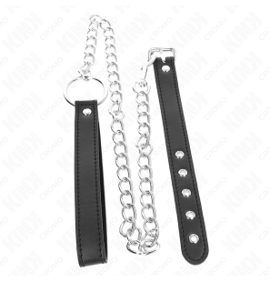 Lederner Penisring mit Metallkette von 60 cm und Lederband – Bild 3