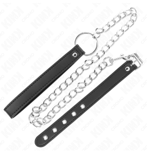 Lederner Penisring mit Metallkette von 60 cm und Lederband – Bild 4