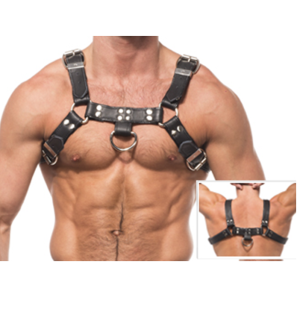 Skórzana uprząż na tors dla mężczyzn z łańcuszkami – Leather Body – zdjęcie 1