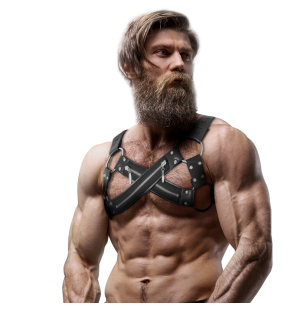 Adjustable neoprene cross-chest harness for men with zips – image 4