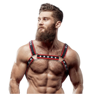 Harnais de torse en similicuir pour homme, noir et rouge – photo 1