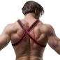 Faux Leather Chest Harness for Men, Black and Red – image 3