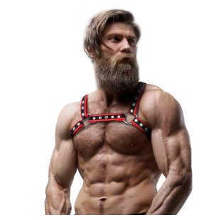 Harnais de torse en similicuir pour homme, noir et rouge – photo 4