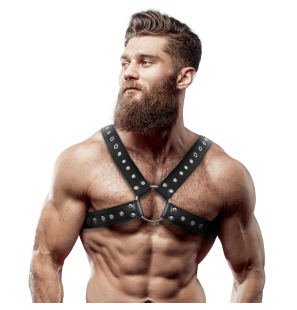 Harnais de poitrine pour hommes en similicuir avec clous et bandes croisées – photo 1