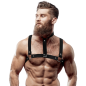 Adjustable men's eco-leather harness with collar – image 1
