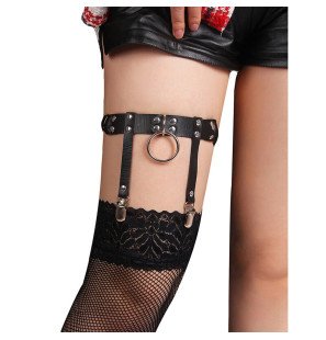 Jarretière punk réglable en cuir noir SUBBLIME – taille unique – photo 2