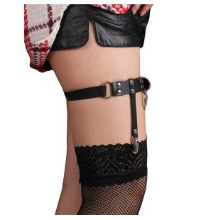 Jarretière punk réglable en cuir noir SUBBLIME – taille unique – photo 3