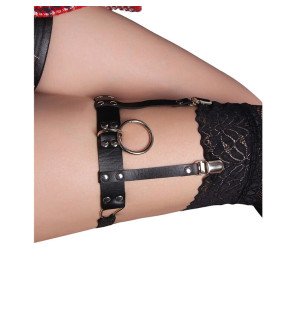 SUBBLIME verstelbare leren punk-kousenband in zwart – one size – foto 4