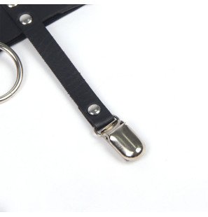 SUBBLIME verstelbare leren punk-kousenband in zwart – one size – foto 5